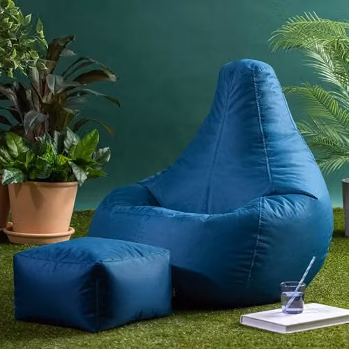 Bean Bag Bazaar icon Gaming Recliner Indoor and Outdoor Bean Bag with Footstool in Petrol Blue – 2