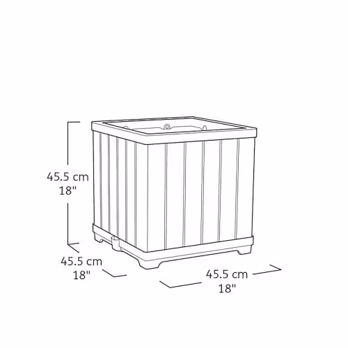 Keter Signature Square Planter in Brown, Self-Watering Plastic Tub for Indoor and Outdoor Use – 4