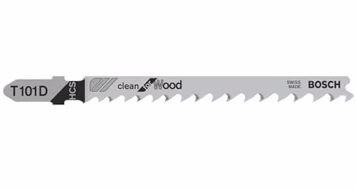 Bosch T 101 D Clean HCS Jigsaw Blades for Wood, 5 Pack, Silver
