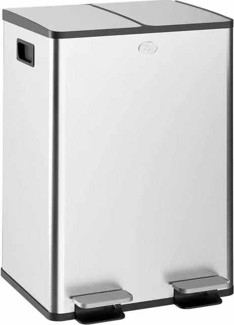 PAWNORA Dual Kitchen Pedal Bin in Silver with Odour Filter, 2 x 28L – 1