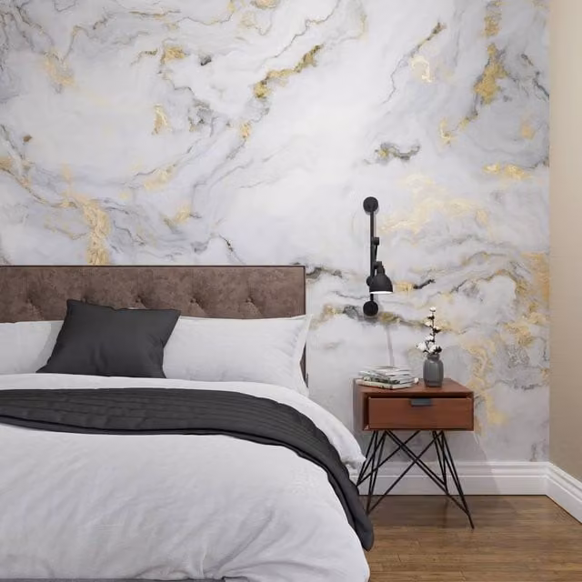 Superfresco Easy Gilded Stone Abstract Wall Mural in Grey and Gold, W: 300 cm, H: 280 cm – 1