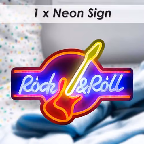 VFM e-Store Rock & Roll Mancave Neon Light, USB Powered, Multicolour, W: 30 cm, H: 40 cm – 3