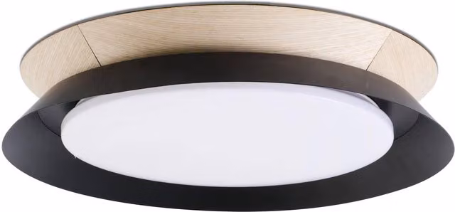 FARO BARCELONA Modern LED Ceiling Light in Black with Wood Details, 24W, 3000K Warm White – 4