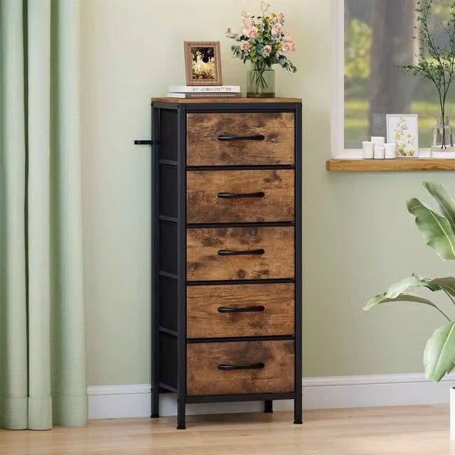 FORGEVIO 5-Drawer Chest in Rustic Brown, W/D/H: 40 x 30 x 100 cm – 1