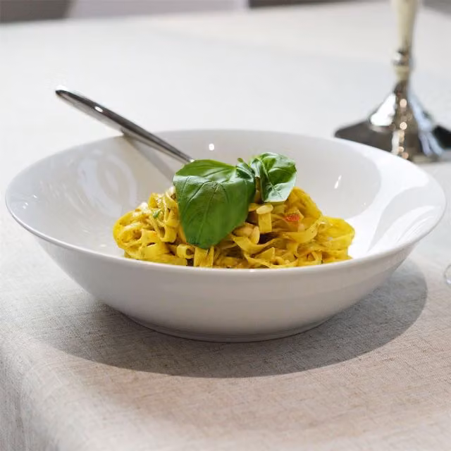 Argon Tableware White Porcelain Pasta Bowls, Diameter: 25.5 cm