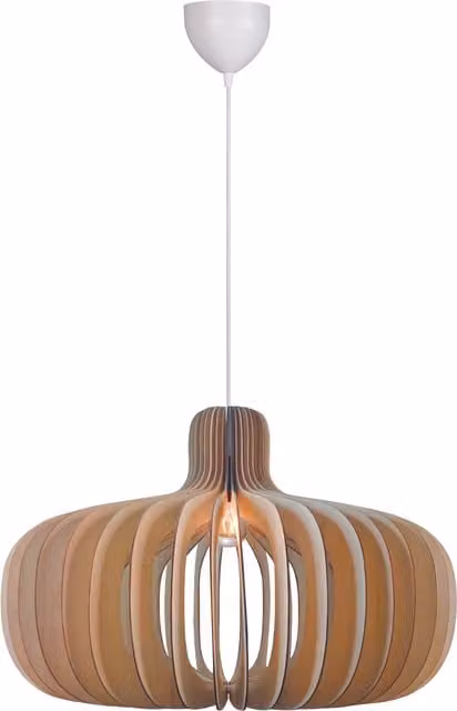 Nordlux Hazo Suspended Pendant Light in Brown Wood, E27, Diameter: 66 cm – 1