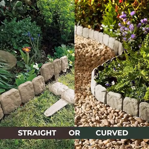 Coopers of Stortford Pack of 10 Cotswold Stone-Effect Plastic Lawn Edging, W25 x H10cm, Grey/Sand/Beige – 2