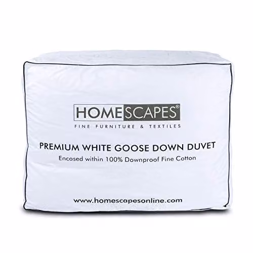 HOMESCAPES King Size White Goose Down Duvet, 4.5 Tog Summer Quilt with 100% Cotton Cover, Anti-Allergy and RDS & OEKO-TEX Certified