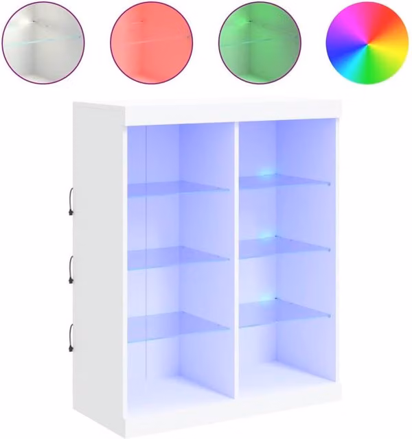 Berkfield Home Modern White Sideboard with Integrated LED Lights W/D/H: 81 x 37 x 100 cm – 1