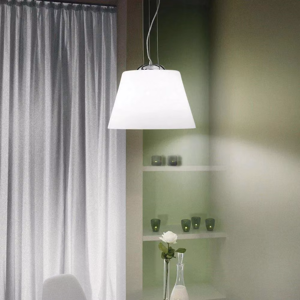 Netlighting Cylinder Large Dome Ceiling Pendant Light in White with E27 Glass Shade – 2