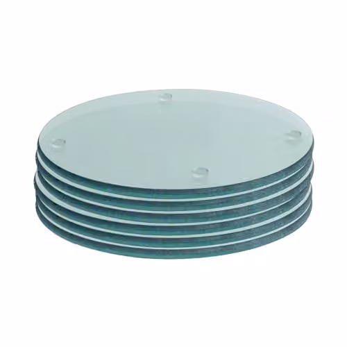 Harbour Housewares Round Glass Coasters, Transparent, Pack of 6, Diameter: 10 cm