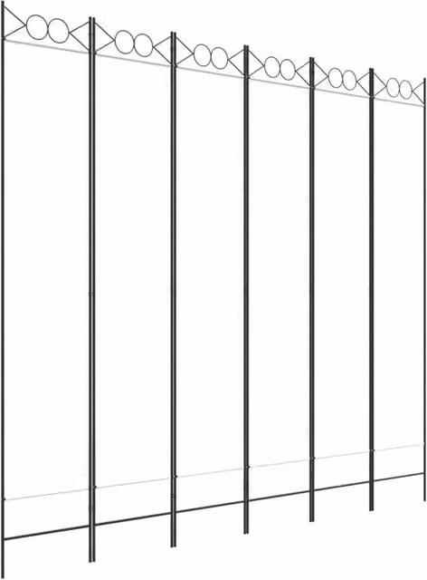 Berkfield Home 6-Panel Fabric and Metal Room Divider in White, W/H: 240 x 220 cm