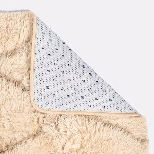 OHS Geometric Modern Fluffy Area Rug in Beige, W: 160 cm, L: 230 cm – 2