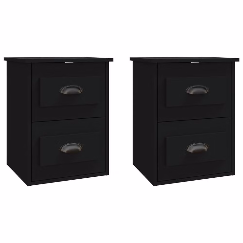 Berkfield Home Elegant Wall-mounted Bedside Cabinets, 2 Piece, Black, W/D/H: 41.5 x 36 x 53 cm – 3