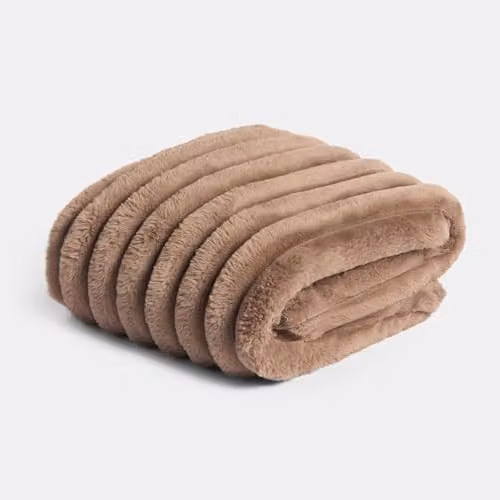 OHS Faux Fur Fleece Throw Blanket in Brown, W/D/H: 120 x 150 cm – 2