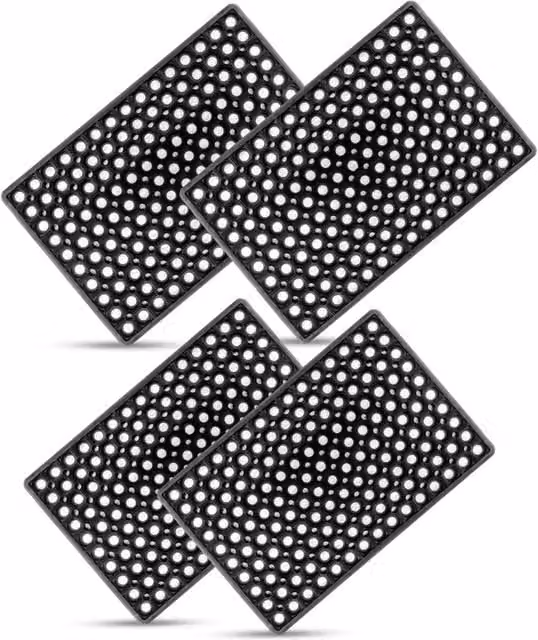 Nordara 4-Pack Industrial Non-Slip Round Rubber Door Mat in Black, W/D: 100 x 110 cm