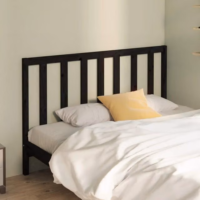 Berkfield Home Black Rustic Solid Pine Wood Bed Headboard W: 166 cm, D: 4 cm, H: 100 cm – 1