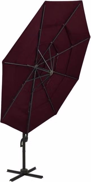 Berkfield Home 4-Tier Parasol with Aluminium Pole, Burgundy Red, W: 300 cm, D: 300 cm, H: 247 cm – 1