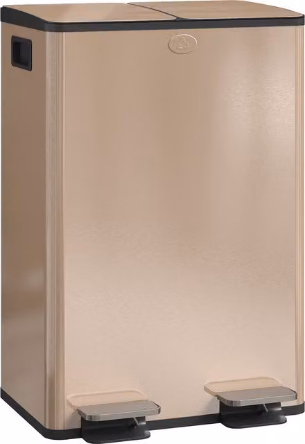 HOMCOM 56L Dual Compartment Stainless Steel Pedal Bin with Deodoriser Holders, Gold Tone – 1