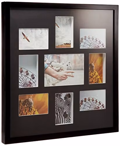 Premier Housewares Modern Rectangular Multi Photo Frame, Black, Wall Mount, Holds 9 Photos – 4