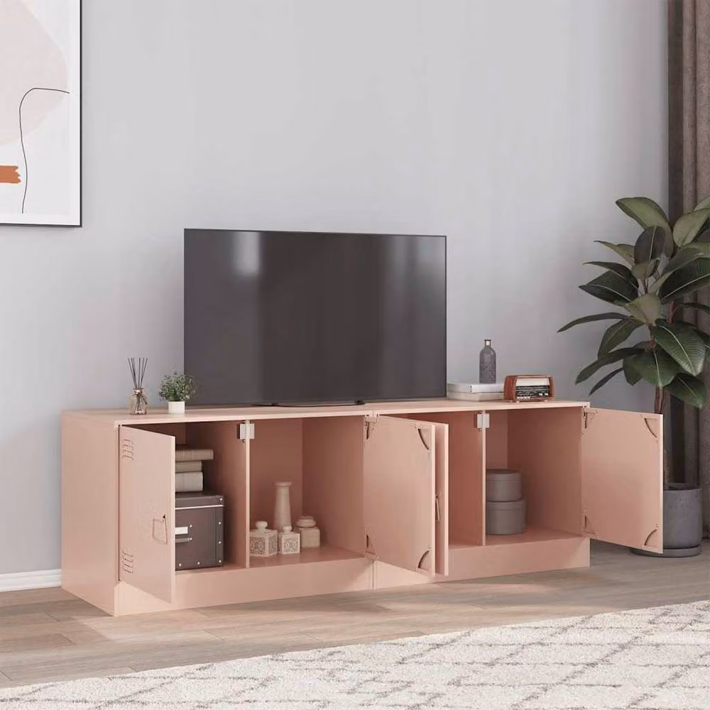 Berkfield Home Set of 2 Modern Pink Metal TV Cabinets, W/D/H: 67 x 39 x 44 cm – 2