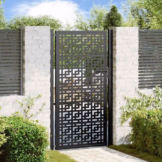 Berkfield Black Steel Garden Gate with Cross Design, W: 105 cm, H: 180 cm – 1