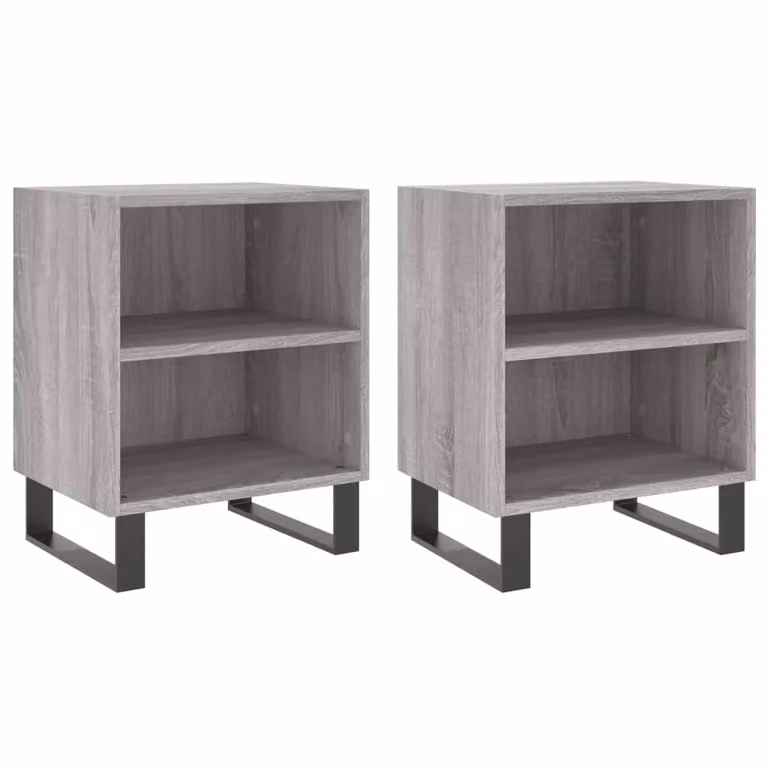 Berkfield Home Set of 2 Grey Sonoma Bedside Cabinets, W/D/H: 40 x 30 x 50 cm