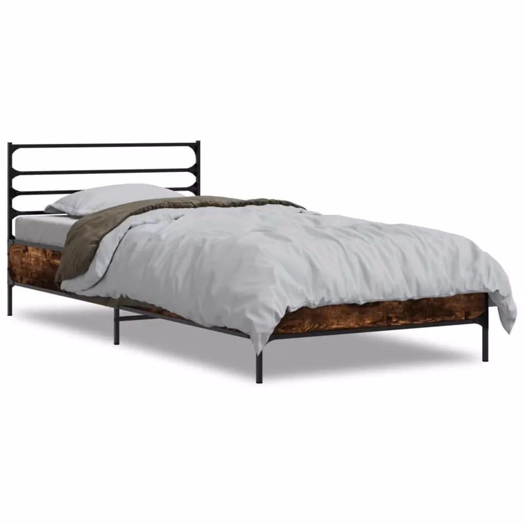 Berkfield Home Smoked Oak Bed Frame in Brown, W/D/H: 90 x 200 cm – 2