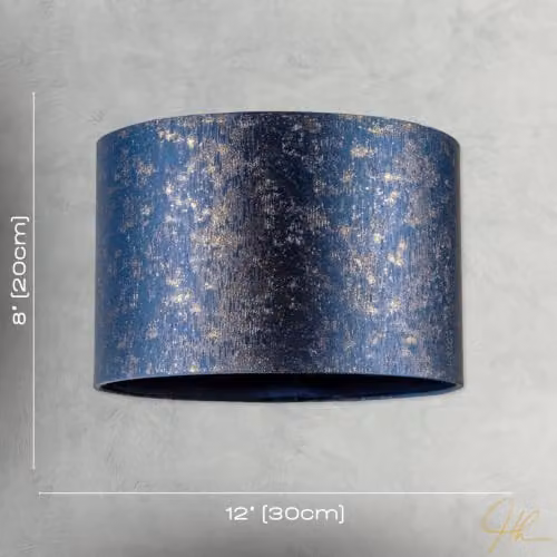 Happy Homewares Midnight Blue and Gold Art Deco Round Jacquard Fabric Lamp Shade, W: 30 cm, H: 20 cm – 4