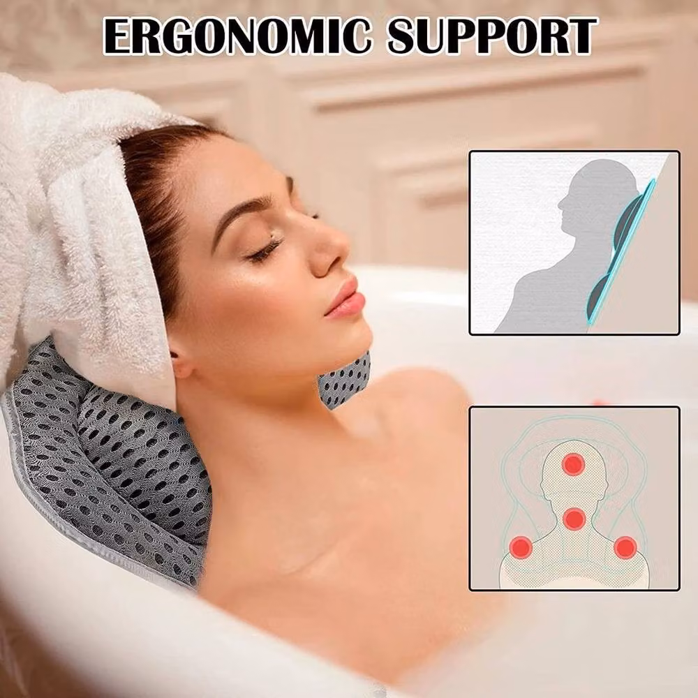 NESTLUNE Luxury Spa Bath Pillow Cushion, Premium Waterproof 4D, Grey – 4