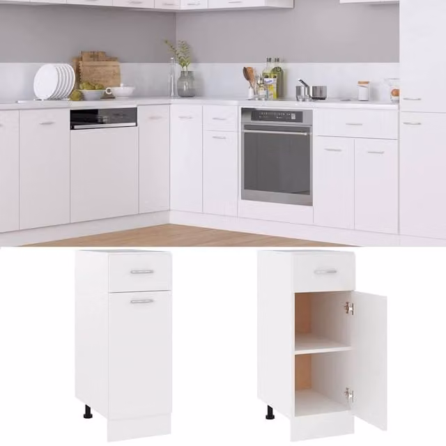 Berkfield Home White Modern Kitchen Drawer Bottom Cabinet, W/D/H: 30 x 46 x 81.5 cm