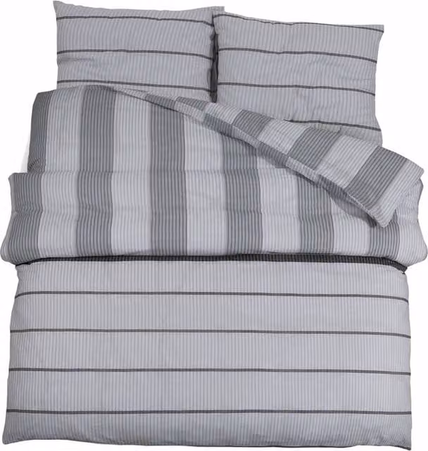 Berkfield Home Grey Cotton Duvet Cover and Pillowcase Set, W: 140 cm, H: 200 cm
