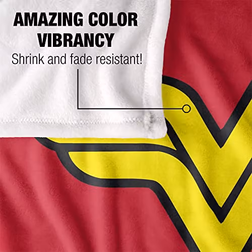 DC Originals Wonder Woman Logo Super Soft Fleece Throw Blanket, White and Multicolour, W/D: 152 x 127 cm – 3