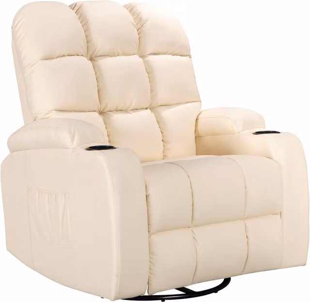 Westwood Massage Cinema Recliner Sofa Chair in Cream PU Leather