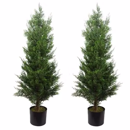 Leaf Design UK Green Artificial Topiary Tree Pair, H 120 cm x W 55 cm x D 55 cm – 1