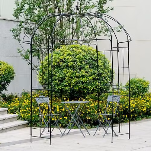 Gr8 Home Metal Garden Rose Arch Trellis in Black, H 267 cm x W 214 cm x D 214 cm – 3