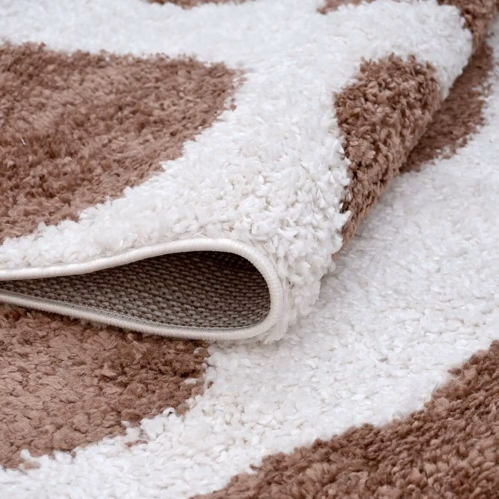 THE RUGS Moodi Pebble Design Shaggy Soft High Pile Living Room Rug in Terracotta, W: 160 cm, D: 230 cm – 4