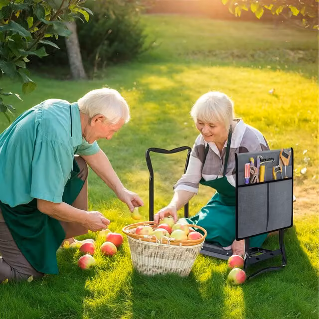Outsunny Foldable Garden Kneeler and Seat Bench in Grey