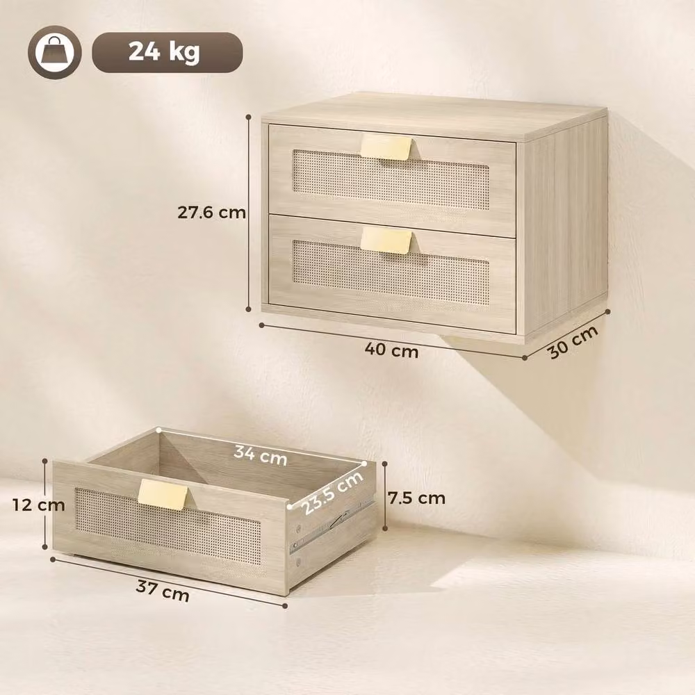 EONLION Modern Floating Nightstands Set of 2 with 2 Drawers in Light Oak – 2
