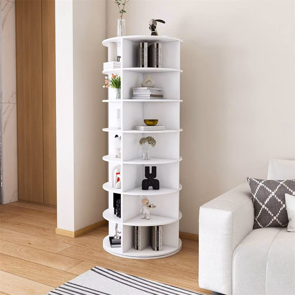 Direct Wicker White 7-Tier Freestanding Rotating Shoe Tower for 28 Pairs – 3