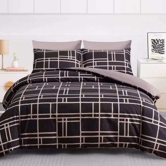 Pamposh Super King Double Brushed Microfibre Duvet Cover Set in Light Brown with Zipper Closure – 1