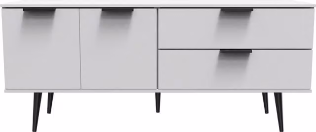 Ready Assembled 2 U Fuji Wide Sideboard with 2 Doors and 2 Drawers in Matt Light Grey