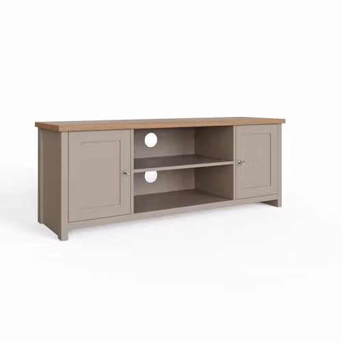 GFW Lancaster Large TV Unit in Grey and Oak with Integrated Cable Management, W/D/H: 130.0 x 39.5 x 49.5 cm – 2