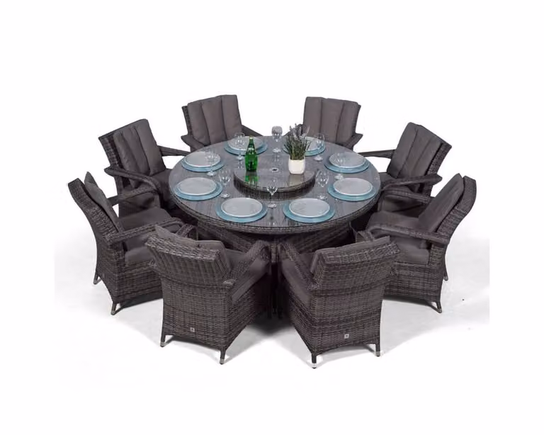 Thats Furniture Arizona Round 8 Seater Rattan Patio Dining Set in Grey