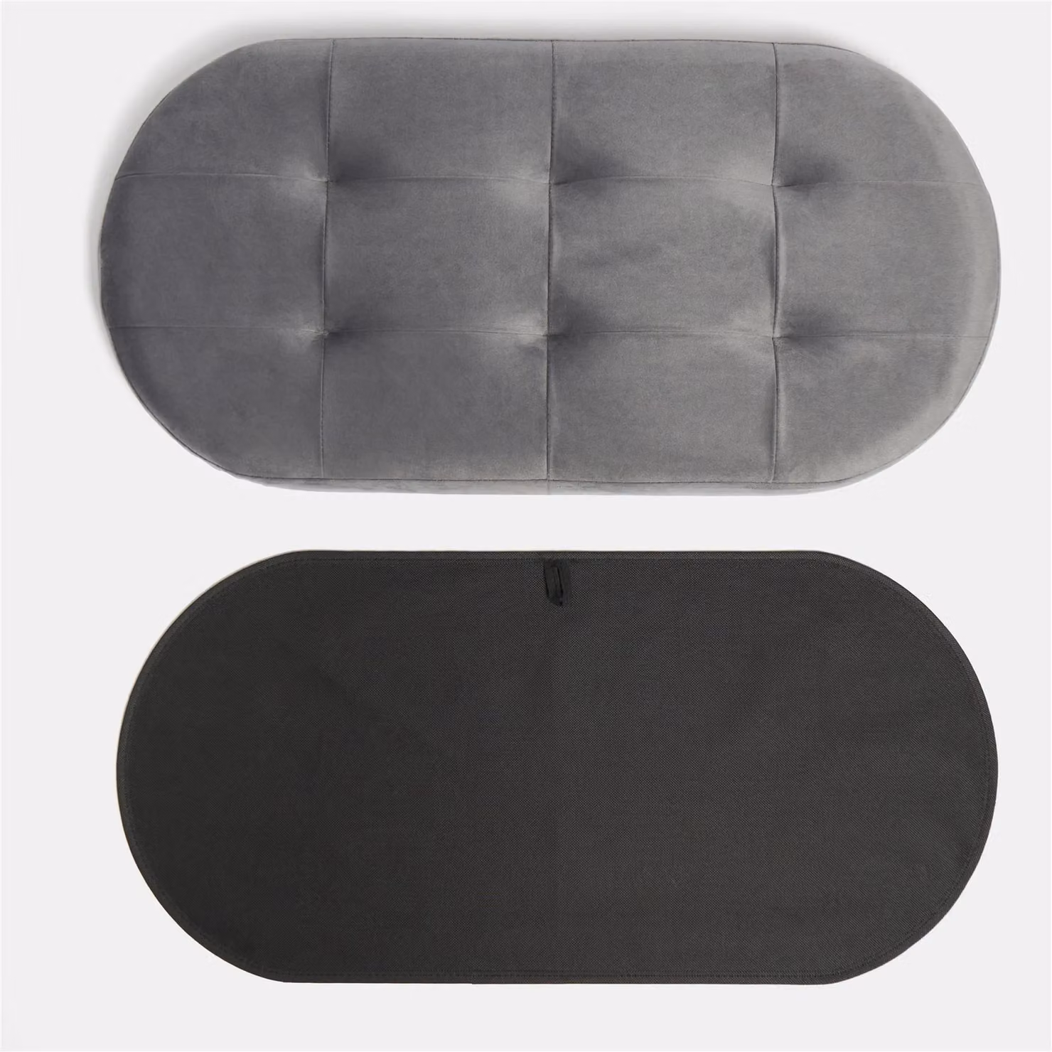 OHS Matte Velvet Rectangular Ottoman Storage Bench in Grey, W/D/H: 80 x 40 x 40 cm – 6