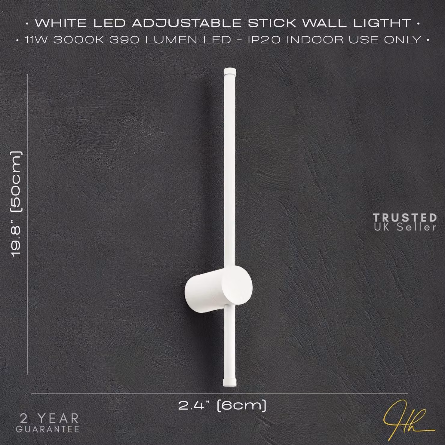 Happy Homewares Modern White Metal LED Wall Light Fitting with Warm White Ambient Glow – 2