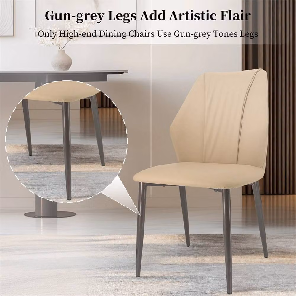 EONLION Mid-Century Dining Chairs Set of 2 in Beige Fabric – 3