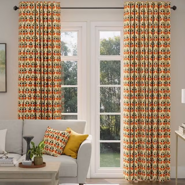 ANTE DECOR Cadiz Made To Measure Blackout Cotton Curtains in Burnt Umber Floral Print