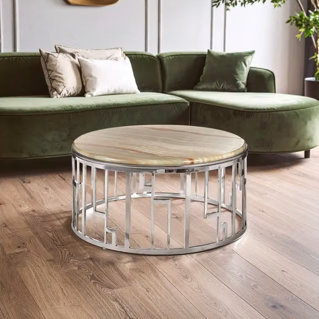 Fifty Five South Relic Onyx Natural Stone Coffee Table in Brown and Multicolour