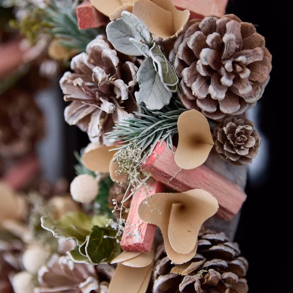 Dibor Pink and White Floral Christmas Wreath, Diameter: 33 cm – 4
